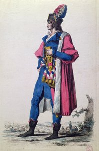 Kostým zástupce francouzského lidu v roce 1793, z „Nové sbírky vojenských kostýmů z Francie a dalších zemí, starých i moderních“, Paříž od Jacques Louis (after) David