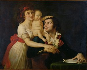 Camille Desmoulins (1760-94), jeho manželka Lucile (1771-94) a jejich syn Horace-Camille (1792-1825) kolem roku 1792 (olej na plátně) od Jacques Louis (workshop of) David
