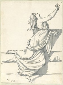 Rozrušená žena s hlavou odhozenou dozadu od Jacques Louis David