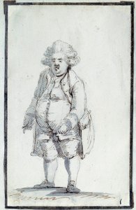 Francouzská revoluce: "" Karikatura de Mirabeau-Tonneau"" Andre Boniface Louis Riquetti (1754-1792), vikomt de Mirabeau, známý jako "Mirabeau-Tonneau" (Mirabeau Tonneau), byl kvůli své korpulentnosti přezdíván sud. Kresba hnědým inkoustem od Jacquese Louis od Jacques Louis David