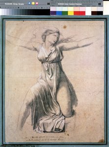 Hersilia (Hersilie)"": reprezentace jednoho ze Sabinů zasahujících mezi Romulem a Tatiem, králem Sabinů. Studie k obrazu "Les sabines"" Kresba Jacquese Louise Davida (1748-1825) 1795-1798 Moskva. Puškinovo muzeum výtvarných umění od Jacques Louis David