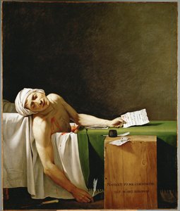 Jean Paul Marat, politik a publicista, mrtvý ve vaně, zavražděn Charlotte Cordayovou v ... od Jacques Louis David