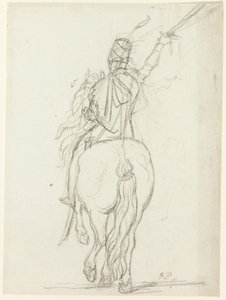 Důstojník na koni zezadu od Jacques Louis David