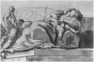 Epizoda moru (pero a inkoust na papíře) od Jacques Louis David