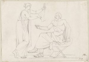 Sokrates a Diotime od Jacques Louis David