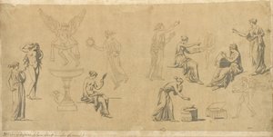 Studie klasických žen s Erosem od Jacques Louis David