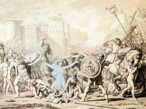 Studie pro znásilnění Sabine Women (pero, tuš, akvarel a kresba tužkou) od Jacques Louis David