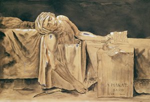 The Death of Marat, 1793 (pero a inkoust a wc na papíře) od Jacques Louis David