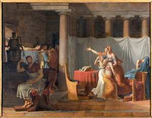 Liktoři hlásí Luciusovi Juniusovi Brutovi (6. století př. n. l.) těla jeho synů Lictors Nesoucí Brutovi těla jeho synů od Jacques Louis David