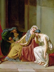 Detail přísahy Horatii skupiny žen napravo, olej na plátně kolem roku 1783 od Jacques Louis David