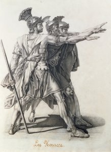 Přísaha Horatiů, detail Horatiů (tužka) od Jacques Louis David
