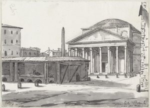 Pantheon při pohledu z náměstí Piazza od Jacques Louis David