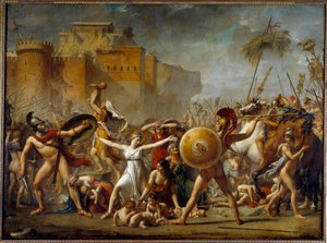 Sabinové vstupující mezi své římské manžely (vpravo) a jejich bratry Sabine (vlevo) a ukazují jim své děti - Obraz Jacques-Louis (Jacques Louis) David (1748-1825) od Jacques Louis David