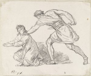 Válečník zmocňuje se klečící postavy od Jacques Louis David