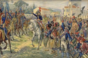 Napoleon Bonaparte při svém příjezdu do okupovaného města Nice od Jacques Marie Gaston Onfray de Breville (Job)