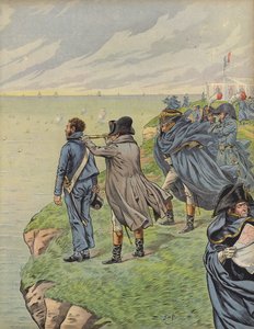 Napoleon Bonaparte si prohlíží svou flotilu při vyplutí z Boulogne