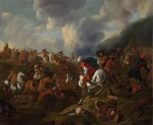 Jezdecké střetnutí mezi tureckými a rakouskými jednotkami od Jacques Muller