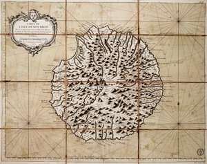 Mapa ostrova Bourbon zpracovaná v depozitáři map a námořních map