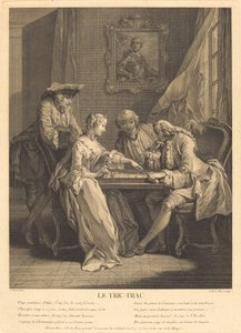 Le tric-trac od Jacques Philippe Le Bas after Charles Eisen