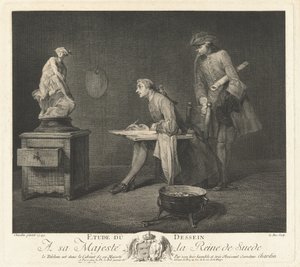 Studium kresby (lekce kreslení) od Jacques Philippe Le Bas after Jean Siméon Chardin