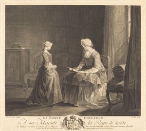 La Bonne vzdělání (Dobré vzdělání) od Jacques Philippe Le Bas after Jean Siméon Chardin