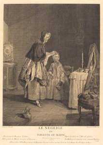 Negližé nebo ranní toaleta od Jacques Philippe Le Bas after Jean Siméon Chardin