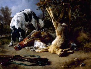 Hra Spaniel with a Still Life of Dead, 1837