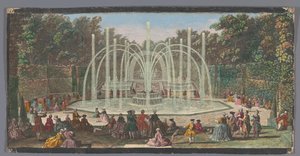 Pohled na Bosquet des Trois Fontaines v zahradě Versailles Les Trois Fontaines (název na objektu) od Jacques Rigaud (possibly)