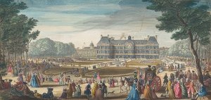 Palais du Luxembourg v Paříži při pohledu ze zahrady. 1729 od Jacques Rigaud