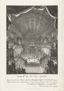 Huwelijk van Willem IV se setkal s kněží Annou, 1734 George II Mag: Brit: Franc: & Hiber. Královský svatební obřad mezi Anne (...) a Williamem (...) Úterý 14.: Ano: 1733 (...) (název na předmětu) od Jacques Rigaud