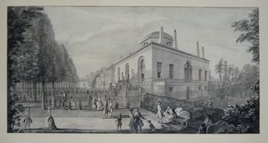 Neopalladiánská vila lorda Burlingtona v Chiswick a Jacobean House (pero a inkoust s mytím na papíře) od Jacques Rigaud