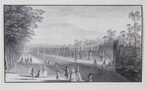 Oranžérie a ha-ha, vila lorda Burlingtona (pero a inkoust s mytím na papíře) od Jacques Rigaud
