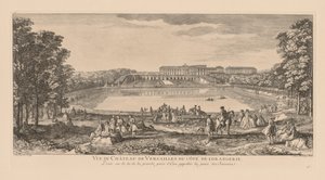 Pohled na palác ve Versailles ze strany Orangerie za švýcarským rybníkem od Jacques Rigaud