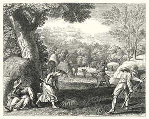 Scéna sklizně (rytina) od Jacques Stella