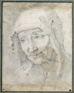 Hlava staré ženy (černá křída na papíře) od Jacques Stella