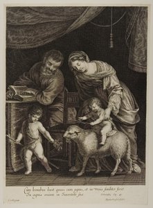 Svatá rodina se svatým Janem, rytina Gilles Rousselet (rytina) od Jacques Stella