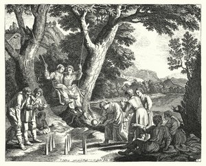 Sedláci odpočívající (rytina) od Jacques Stella