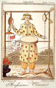 Čínský hudebník, 1806 (barevná rytina) od Jacques after Grasset de Saint Sauveur