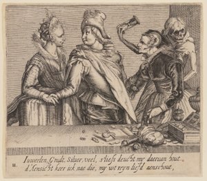 Mladý muž mezi mladou a starou ženou, z knihy Nerovní milenci od Jacques de Gheyn II