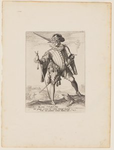 Voják s arkebuzou, z knihy Důstojníci a vojáci tělesné stráže císaře Rudolfa II. od Jacques de Gheyn II