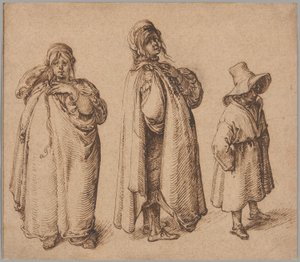 Dvě studie romské ženy a romského chlapce ve velkém klobouku od Jacques de Gheyn II