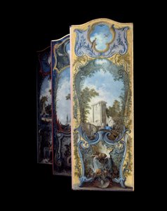 Nábytek: malířské plátno na marouflový papír od Jacquese de Lajoue (1686-1761) 18. stol.