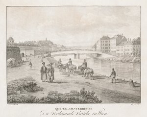 Dolní Rakousko, Ferdinandův most ve Vídni. od Jakob Alt