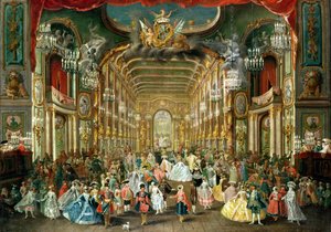 Maškarní ples v Hoftheater, Bonn, 1754 od Jakob Rousseau