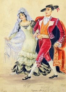 Kostýmní návrh k Mozartově Figarově svatbě od Jakov Zinovyevich Stoffer