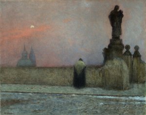 Debut de soiree a Hradcany (Prague, republique tcheque) - Early Evening in Hradcany - Jakub Schikaneder (1855-1924). Oil on canvas