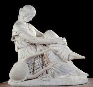 Sapho (nebo Sappho, 7. stol. př. n. l.), řecký básník antiky. Mramorová socha od Jamese Pradiera (1790-1852)