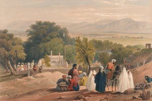 „Hrobka císaře Babera [sic]“, kolem roku 1840 (litografie, tónovaná)