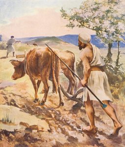 Svatá země: Orání u Nazaretu (barevná litografie) od James (after) Clark