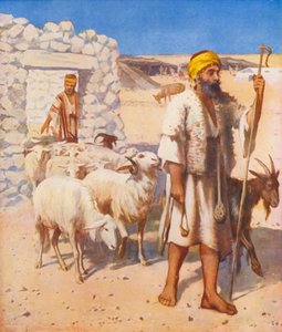 Svatá země: Pastýř a ovčinec (barevná litografie) od James (after) Clark